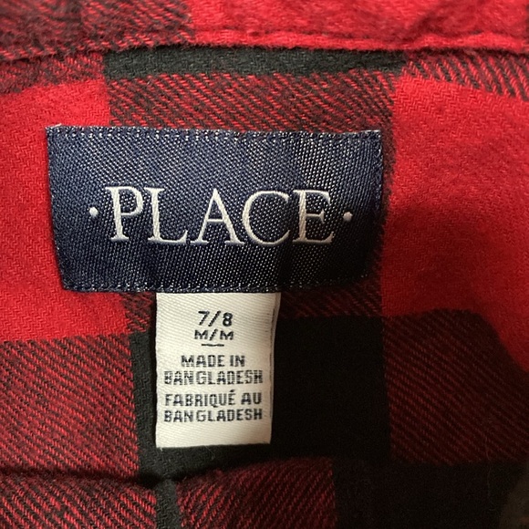 5/$20 Buffalo check red black flannel button down medium 7/8 - Picture 4 of 6